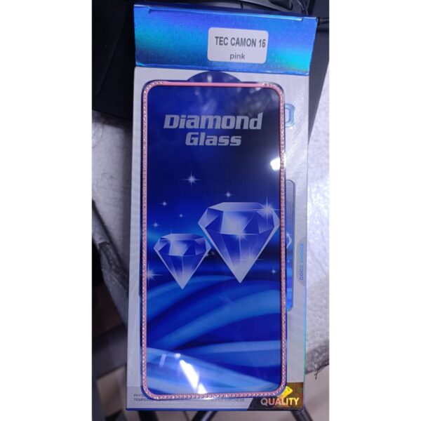 Diamond Mobile Phone Screen Glass Film pink for techno camon 15