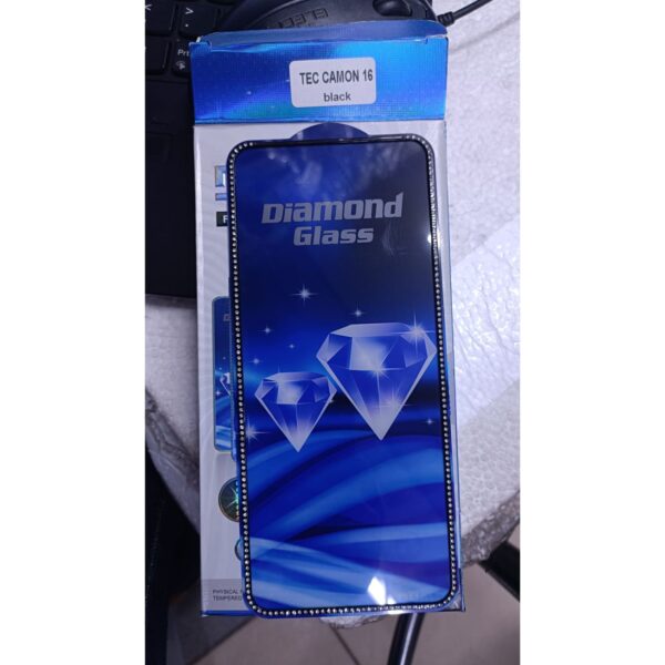 Diamond Mobile Phone Screen Glass Film black for tecno camon 16
