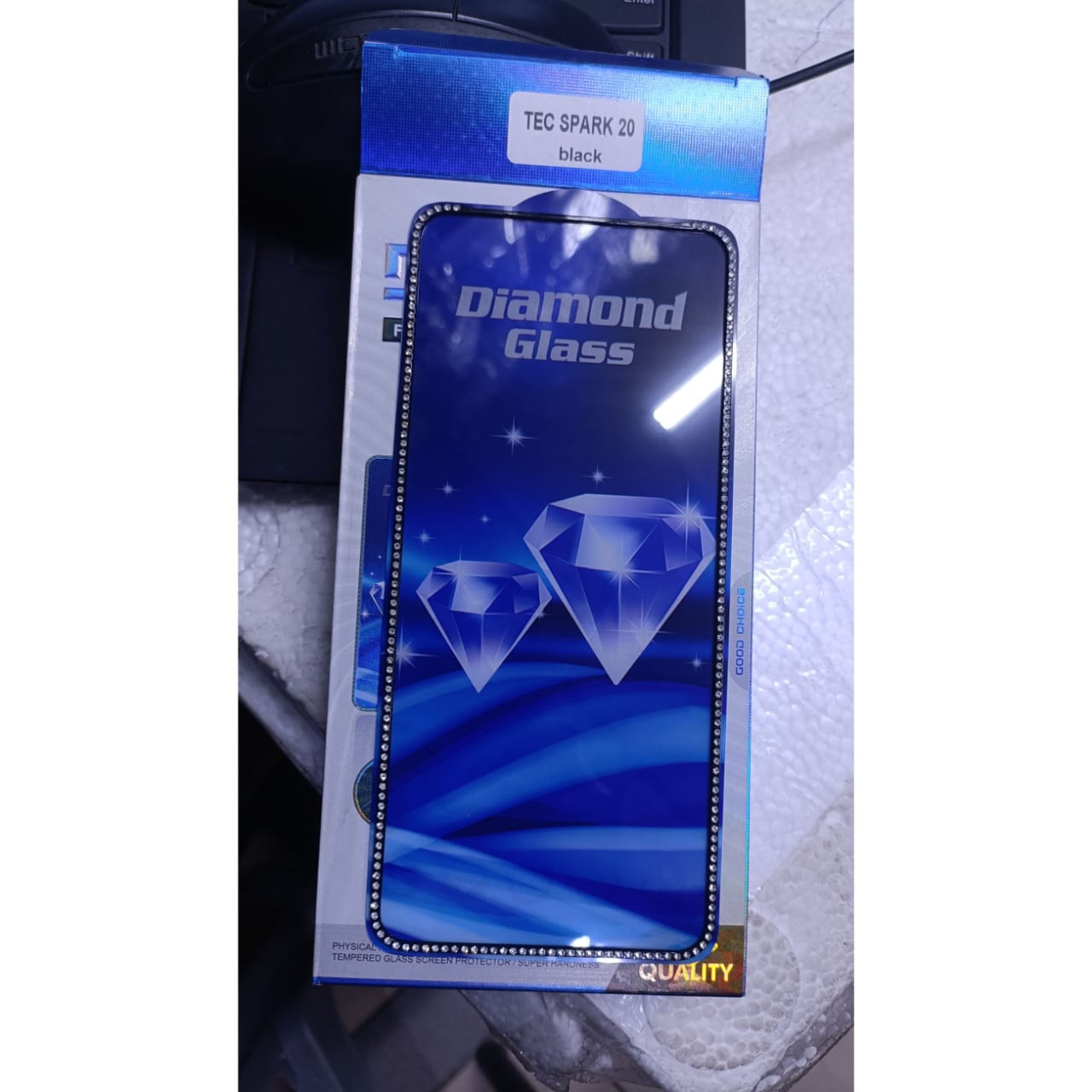 Diamond Mobile Phone Screen Glass Film black for techno spark 20