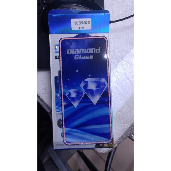 Diamond Mobile Phone Screen Glass Film pink for techno spark 20
