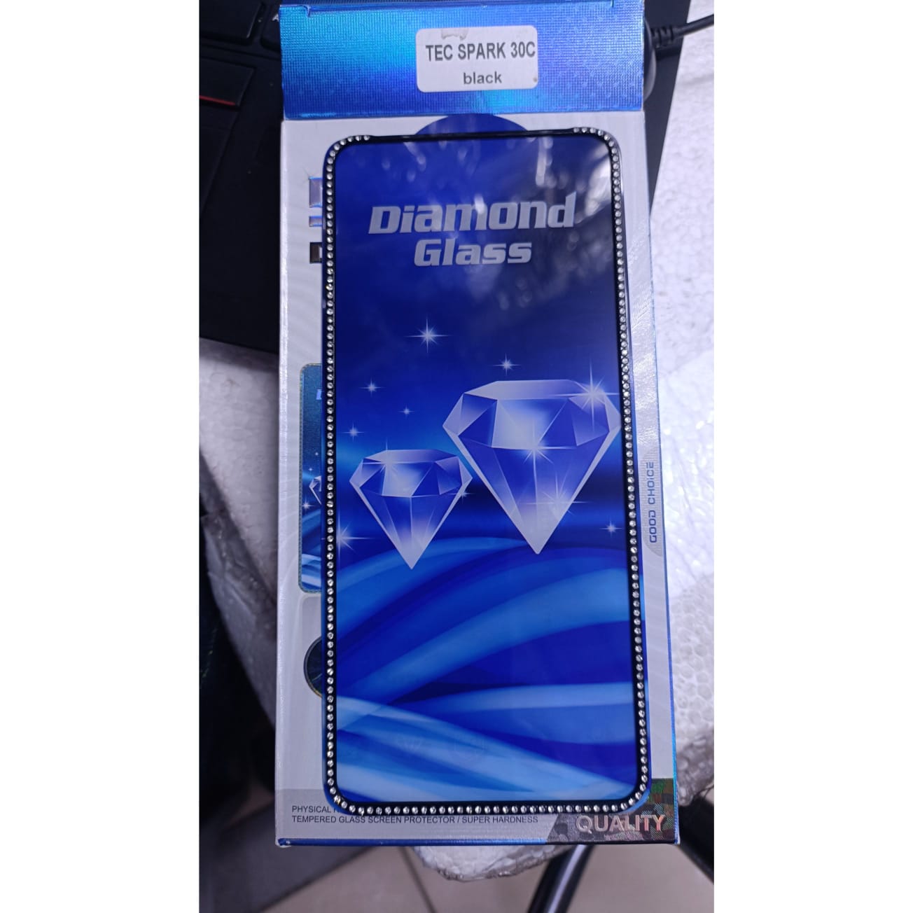 Diamond Mobile Phone Screen Glass Film black for tecno spark 30c