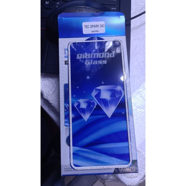 Diamond Mobile Phone Screen Glass Film white for techno spark 30c