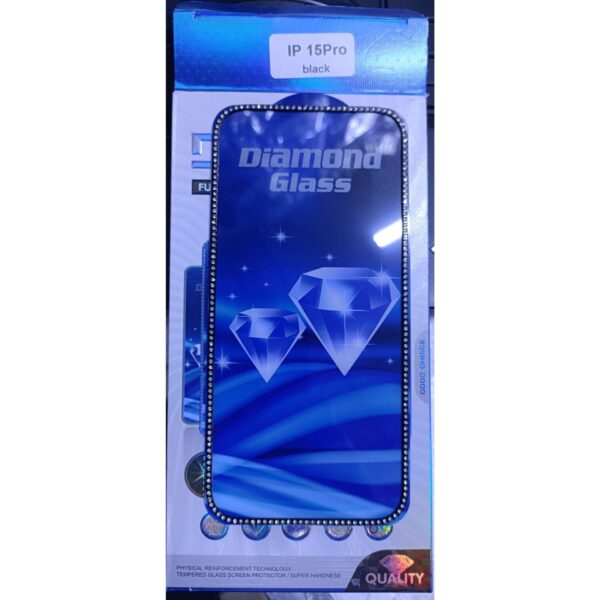 Diamond Mobile Phone Screen Glass Film black for iphone 15 pro