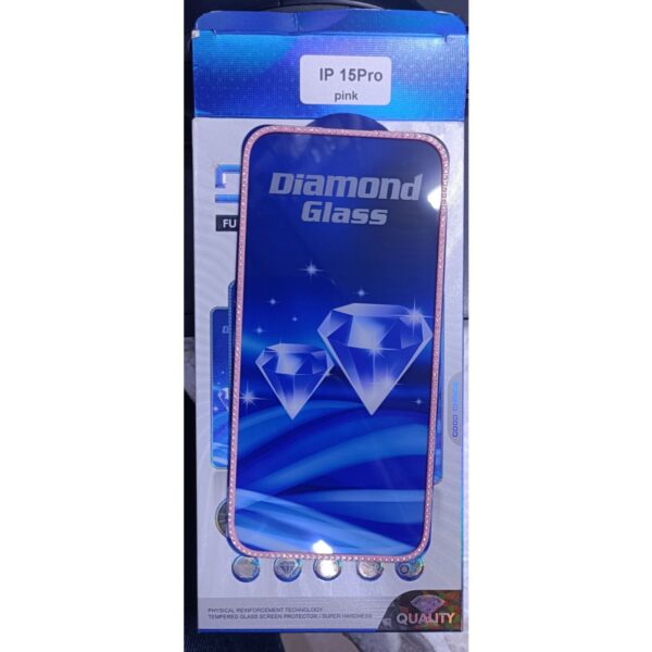 Diamond Mobile Phone Screen Glass Film pink for iphone 15 pro
