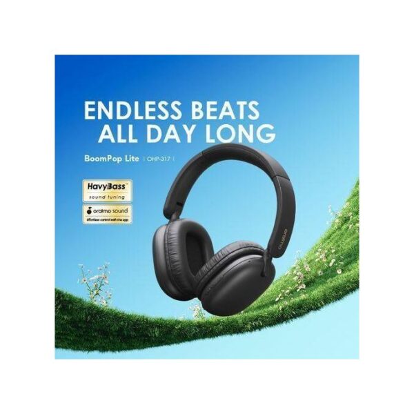 Oraimo Boompop Lite OHP-317 65hrs long playtime headphone now available in speed black and light gold