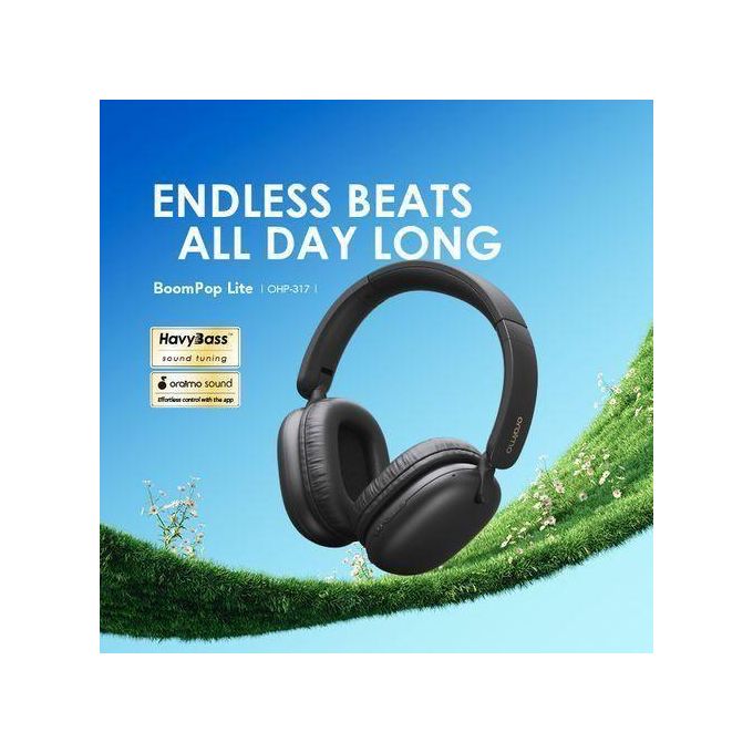 Oraimo Boompop Lite OHP-317 65hrs long playtime headphone now available in speed black and light gold