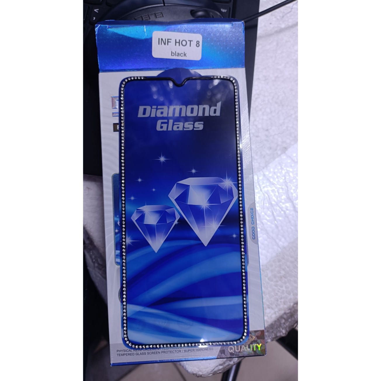 Diamond Mobile Phone Screen Glass Film black for infinix hot 8