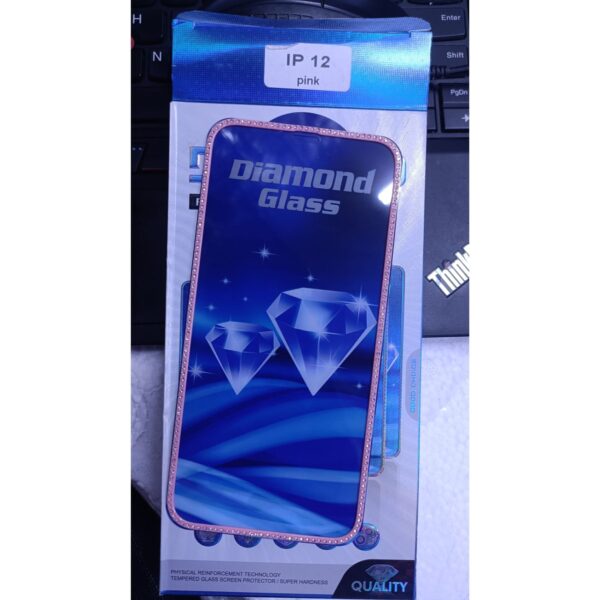 Diamond Mobile Phone Screen Glass Film Ipone 12 pink