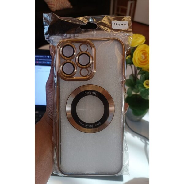 iPhone 15 Pro Max Case with Camera Lens Protector,Full Protection Clear Case Compatible with Elegant Anti-Scratch Case Cover for iPhone 15 Pro Max Gold