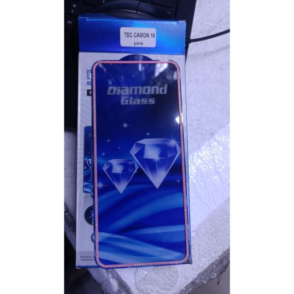Diamond Mobile Phone Screen Glass Film pink for techno camon 16