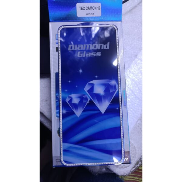 Diamond Mobile Phone Screen Glass Film white for techno camon 16