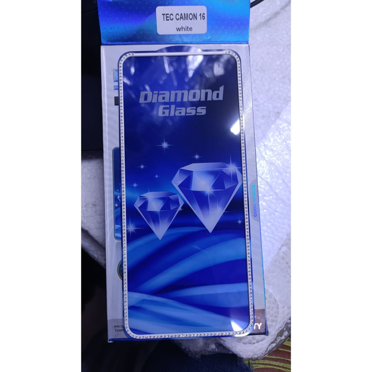 Diamond Mobile Phone Screen Glass Film white for techno camon 16